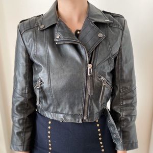 Topshop Faux Leather Crop Jacket US 6